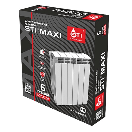Биметаллический радиатор STI MAXI 500 100 6 секций