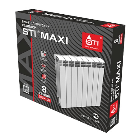 Биметаллический радиатор STI MAXI 500 100 8 секций